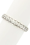 Olivia Welles Crystal Crescent Cutout Bracelet In Burnished Silver / Clear