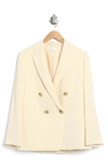 Vince Double Breasted Crepe Blazer In Beige