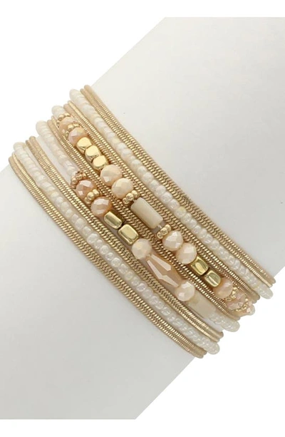 Olivia Welles Abby Beaded Bracelet In Gold / Ivory