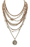 Olivia Welles Lindsay Layered Necklace In Rose Gold