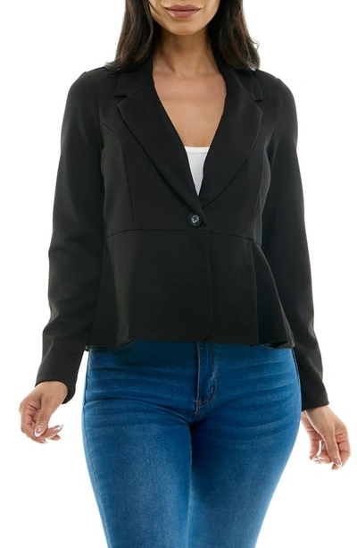 Nina Leonard Notch Lapel Peplum Blazer In Black