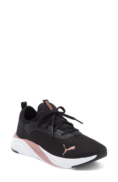 Puma Softride Ruby Luxe Sneaker In  Black-rose Gold