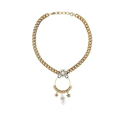 Halo & Co Antique Distressed Gold Chain Necklace With Pearl And Star Drops