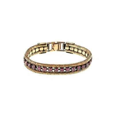 Halo & Co Amethyst Crystal And Rope Chain Bracelet In Dark Antique Gold Tone