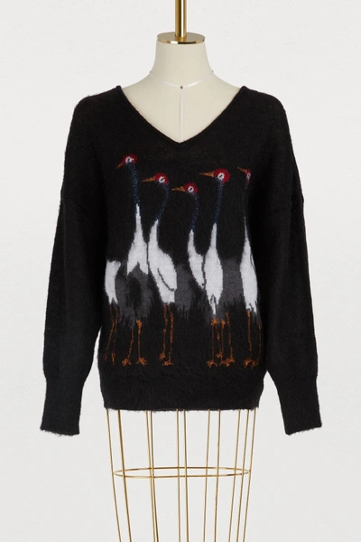 Stella Jean Bird Wool And Mohair Sweater In Nero