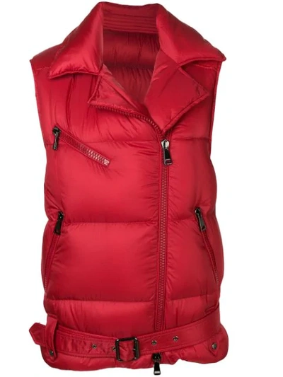Moncler Double Breasted Padded Gilet In Red