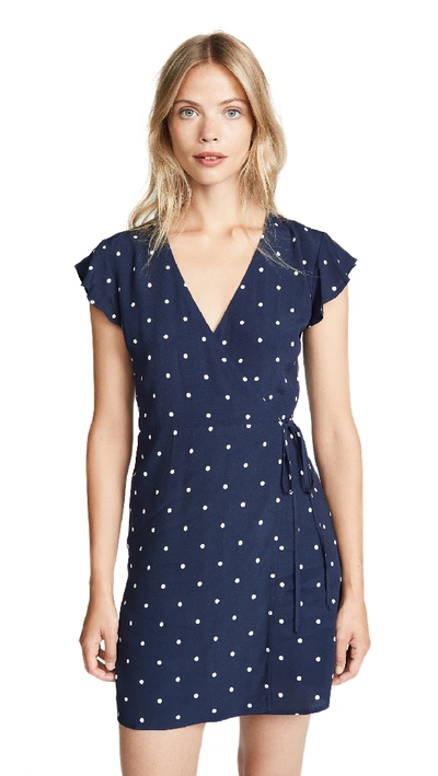Rails Brenna Polka-dot Short-sleeve Wrap Dress In Navy Polka Dots