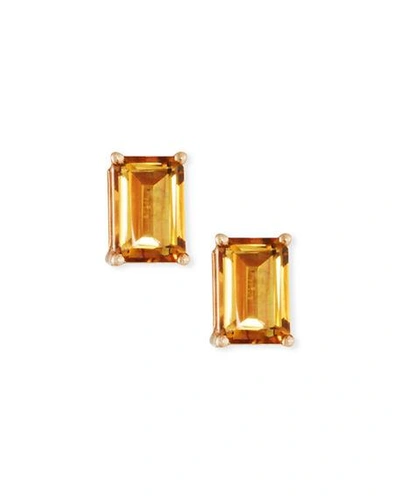 Kalan By Suzanne Kalan 14k Rose Gold Emerald-cut Stud Earrings In Dark Orange