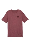 Under Armour Men's Sportstyle Left Chest Short Sleeve In Dark Maroon Medium Heather/black