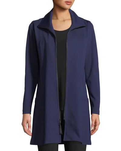 Caroline Rose Plus Size Zip-front Ponte Luxe Walking Jacket In Ink