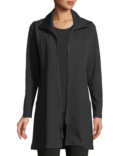 Caroline Rose Zip-front Ponte Luxe Walking Jacket, Plus Size In Black