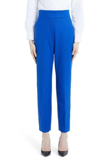 Sara Battaglia Stretch Wool Straight Leg Pants In Blue