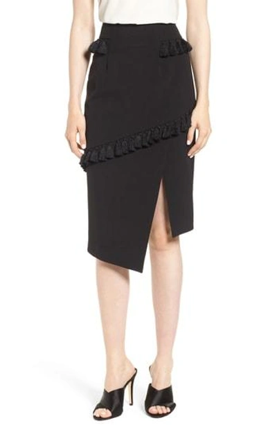 Elliatt Tassel Trim Asymmetrical Skirt In Black