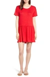 Bobeau Knit Tee Dress In Red