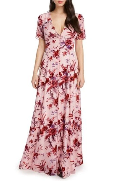 Willow & Clay Floral Burnout Maxi Dress In Rose