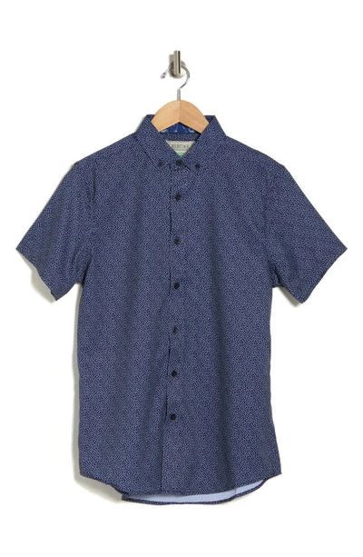 Report Collection Minifloral Short Sleeve Button-down Shirt In Navy