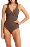 Sea Level Vesper Cross Front One-piece Swimsuit In Mocha
