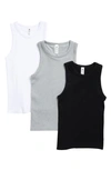 90 Degree By Reflex 3-pack Seamless Tank Tops In White/ Heather Grey/ Black