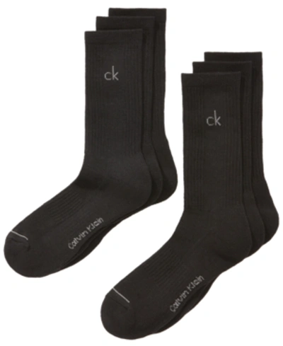 Calvin Klein Men's Athletic Performance Crew Socks 6-pack In Black