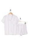 Jones New York Short Sleeve Notch Shorts Pajamas In Multi Stripe