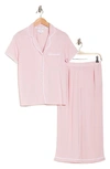 Jones New York Short Sleeve Button Up & Capri Pajamas In Rose