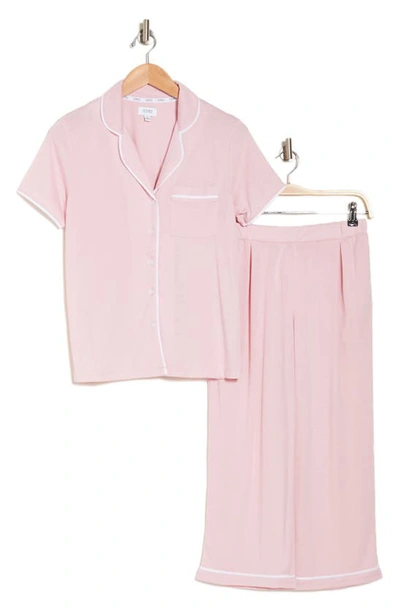 Jones New York Short Sleeve Button Up & Capri Pajamas In Rose