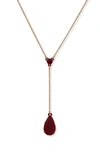 Dkny Ellwood Pavé Crystal Teardrop Y-necklace In Gold/ Red