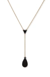 Dkny Ellwood Pavé Crystal Teardrop Y-necklace In Gold/ Black