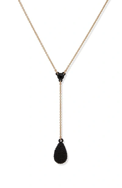 Dkny Ellwood Pavé Crystal Teardrop Y-necklace In Gold/ Black