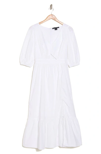 French Connection Rhodes Poplin Ruffle Hem Midi Dress In Linen White