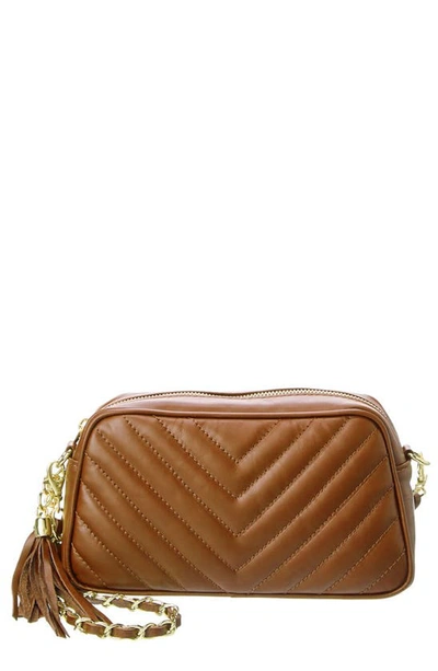 Persaman New York Alice Quilted Crossbody Bag In Saddle