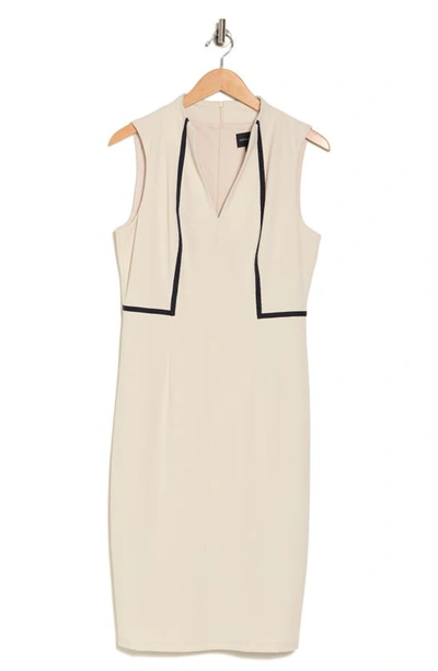 Donna Morgan Piped Scuba Crepe Dress In Horn