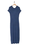 Go Couture Hooded Short Sleeve Maxi Dress In Marine Navy