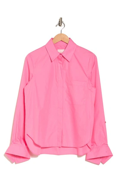 Twp Long Sleeve Button-up Tunic Shirt In Begonia Pink