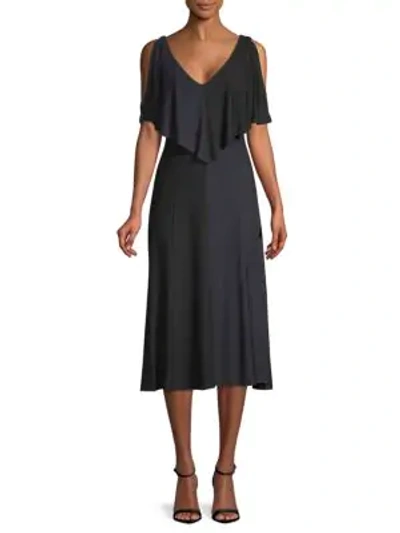 Derek Lam Handkerchief Midi Dress In Black Navy