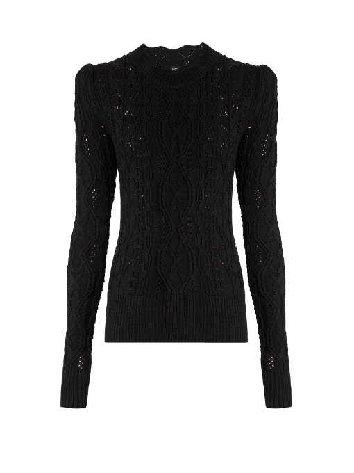 Isabel Marant Emi Twisted-cable Knit Wool-blend Sweater In Black | ModeSens