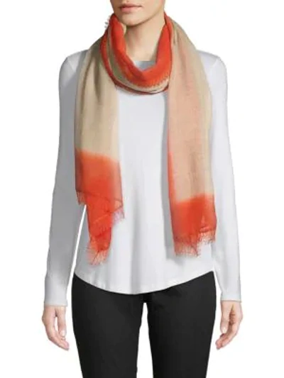 Valentino Silk Wool Scarf In Beige Deep