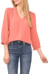 Cece Ruffle V-neck Blouse In Calypso Coral