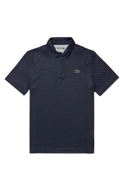 Lacoste Regular Fit Print Stretch Polo Shirt In Marine