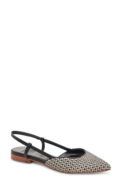 Dolce Vita Narah Pointed Toe Flat In Black,natural Raffia