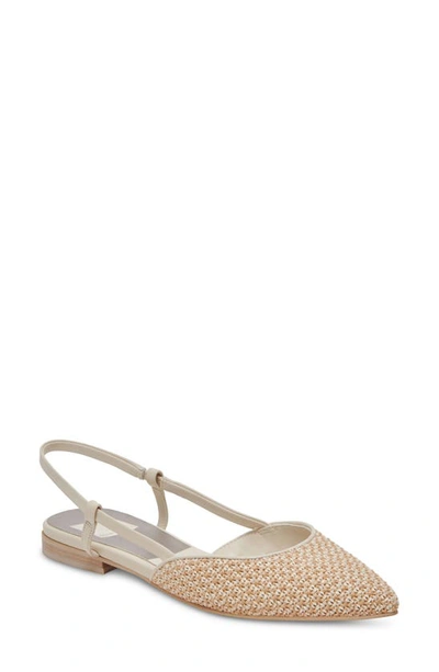 Dolce Vita Narah Pointed Toe Flat In White/ Natural Raffia