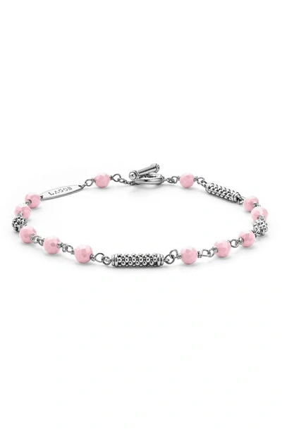 Lagos Caviar Icon Pink Ceramic Bead Toggle Bracelet In Pink/silver