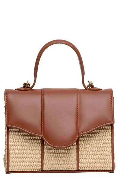 Liselle Kiss Meli Raffia & Leather Top Handle Bag In Natural/ Ginger