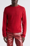 Rick Owens Maglia Penta Jacquard Virgin Wool Crewneck Sweater In Cardinal Red