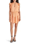 Steve Madden Prairie Dreams Flutter Sleeve Minidress In Salmon