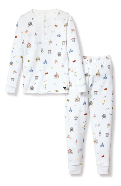 Petite Plume Kids' Print Fitted Two-piece Pima Cotton Pajamas In White