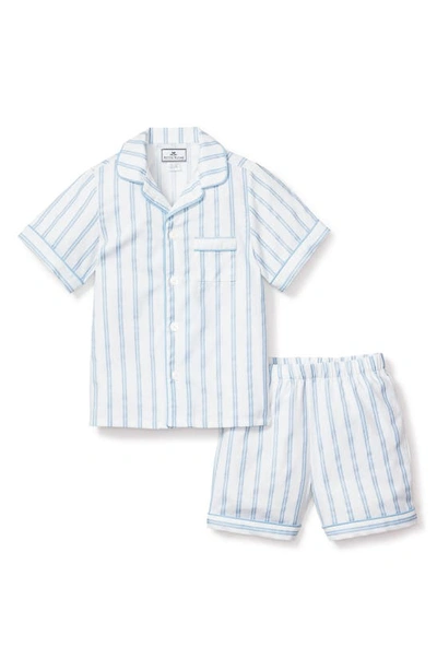 Petite Plume Kids' Stripe Two-piece Short Set In White