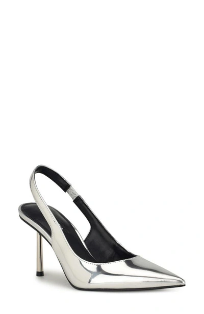 Nine West Denaye Pointed Toe Slingback Pump In Silver