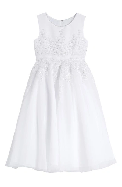 Joan Calabrese For Macis Design Kids' Sequin Embroidered First Communion Dress In White