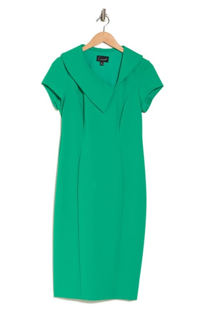 Connected Apparel Collared Sheath Dress In Green